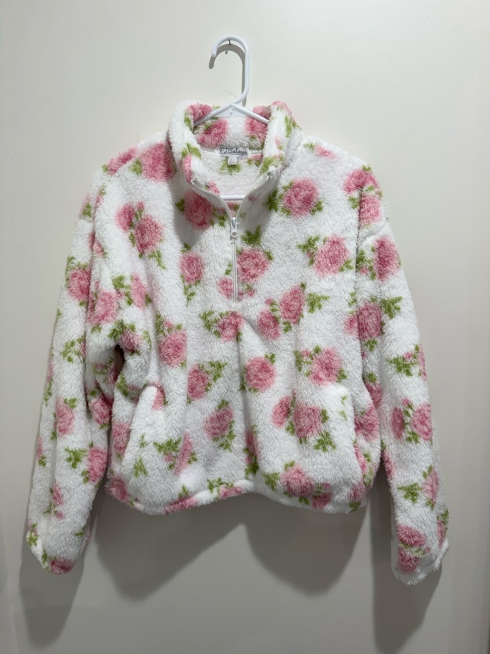 P.J. Salvage Let’s Get Cozy Floral Fleece Pullover Jacket Quarter Zip S - Picture 5 of 11